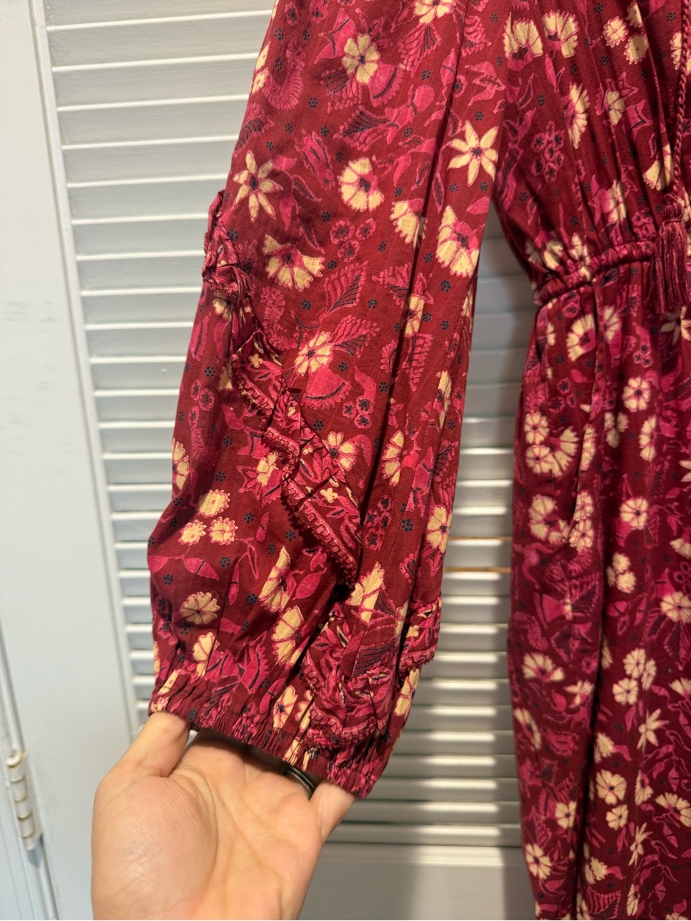Ulla Johnson Delphine Raspberry Floral Zip-Front Long-Sleeve Jumpsuit - Picture 7 of 7